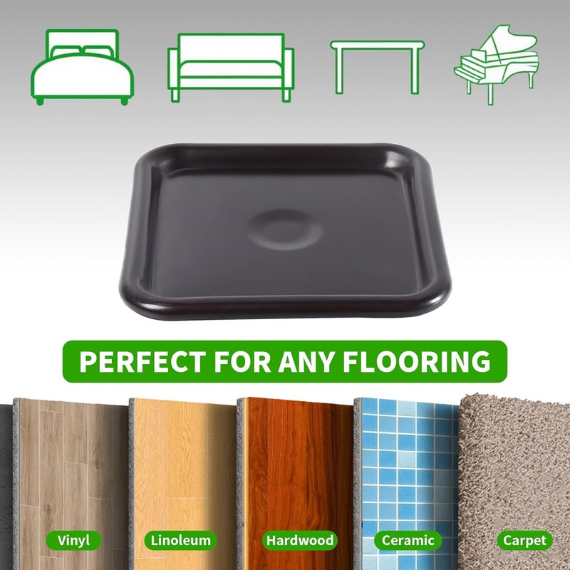 GAGUIUP 2 1/2" Square Carpet Bottom Furniture Caster Cups, Reusable Furniture Sliders for Hardwood Floors, Felt Furniture Pads Coasters to Protect Tile or Laminate Floors from Scratches, Brown/Gray (12 Pack) - Image 5