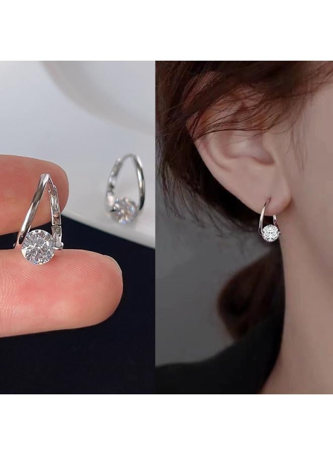 European And American Light Luxury Large Round Ring Earrings Women's High Sense S925 Silver Needle Distinctive Niche Design Zircon 