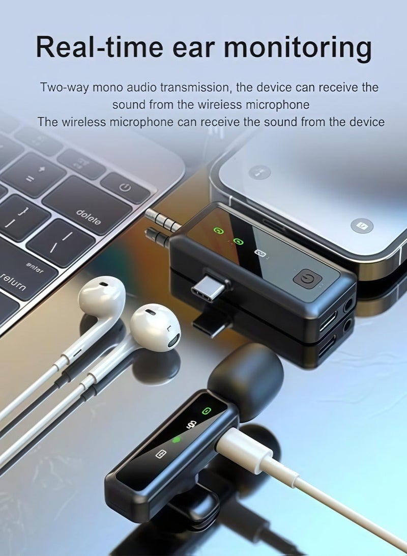 3-in-1 LCD Wireless Lavalier Microphone - Plug and play wireless microphone with 2 microphones, compatible with a wide range of devices for video recording - interviews - vlogs - automatic synchronization and noise reduction - 2.4 GHZ - Image 4