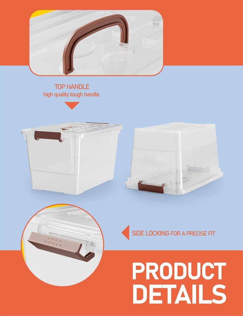 WYT 32 Qt Plastic Clear Storage Bin with Durable Lids and Latching Buckle, 6-Pack Tote Organizing Box Stackable and Nestable - Image 3