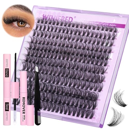 Winifred Lash Clusters Kit Lash Extension Kit Wispy 816mm Natural Lashes Clusters 240pcs Eyelash Extension Clusters 30D Individual Lashes with Lash Bond and Seal Lash Remover Lash Tweezers by Winifred - Image 1