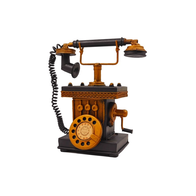 VANLAXY Creative Retro Decorative Phone Model Telephone Coin Bank Money Saving Antique Phone Figurine Cafe Bar Window Decor Model Home Desk Decoration - Image 1