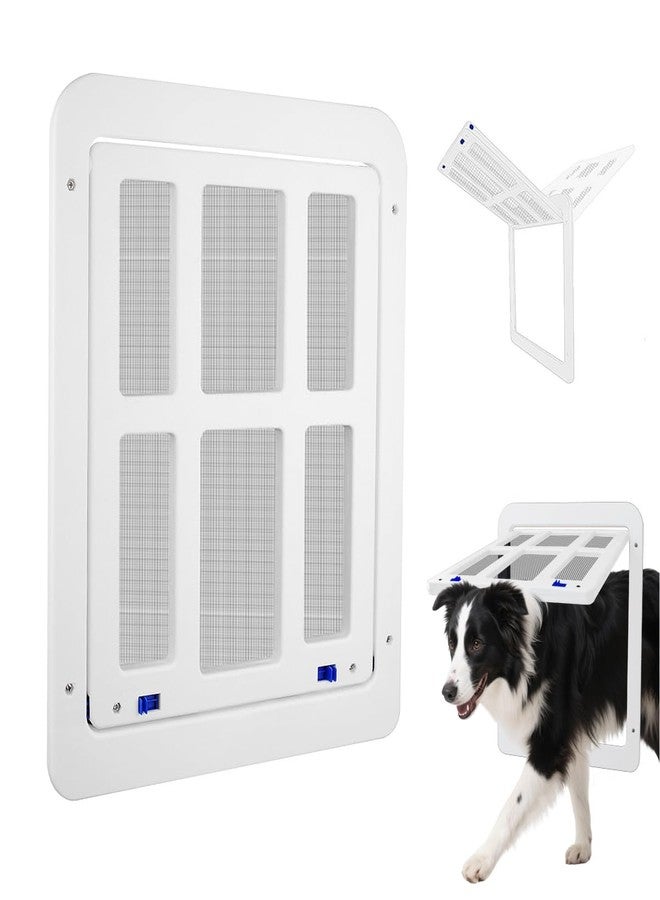 NAMSAN Dog Screen Door, Passage Size 12 x 16 inches, Dog Door for Screen Door, Large Pet Door for Sliding Door, Magnetic Automatic Closing, Self-Assembly, Lockable, White - Image 1