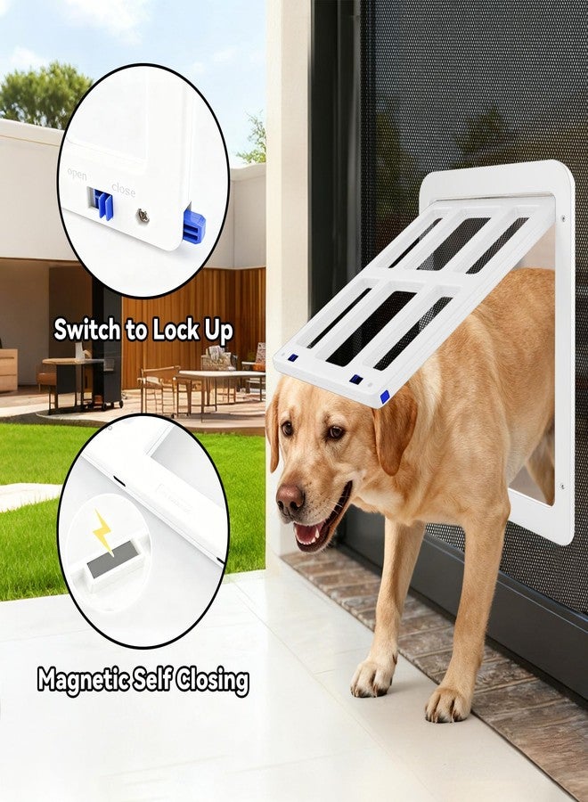 NAMSAN Dog Screen Door, Passage Size 12 x 16 inches, Dog Door for Screen Door, Large Pet Door for Sliding Door, Magnetic Automatic Closing, Self-Assembly, Lockable, White - Image 5