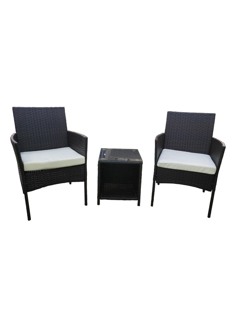 Oasis Casual Dark Brown Rattan Balcony Set with Beige Cushion  BY107  - Image 1