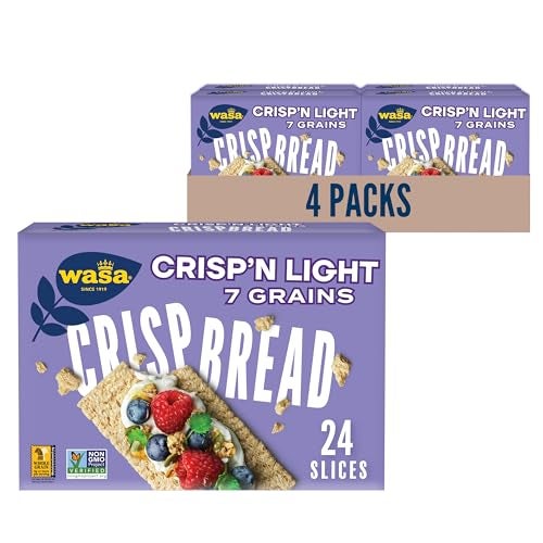 Wasa Crispn Light 7 Grains Crispbread 49 oz Pack of 4 Crackers NonGMO Ingredients 7 Grain Blend 20 Calories per Slice - Image 1