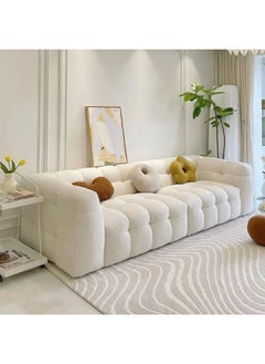 Comfynest Modern 4 Seater Sofa Set Upholstered Fabric Tufted Sectional Couch (White)  - Image 1