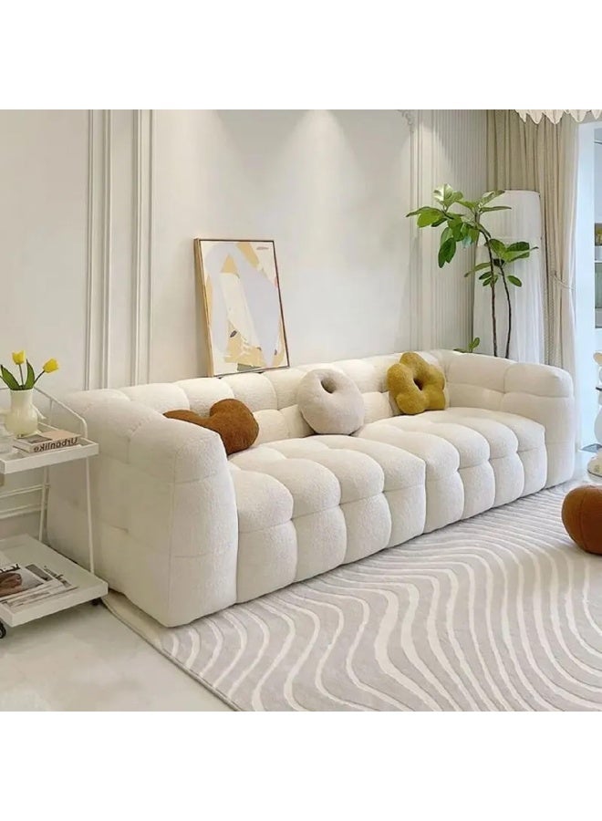 Comfynest Modern 4 Seater Sofa Set Upholstered Fabric Tufted Sectional Couch (White)  - Image 1