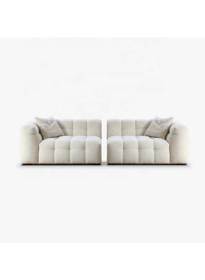 Comfynest Modern 4 Seater Sofa Set Upholstered Fabric Tufted Sectional Couch (White)  - Image 3