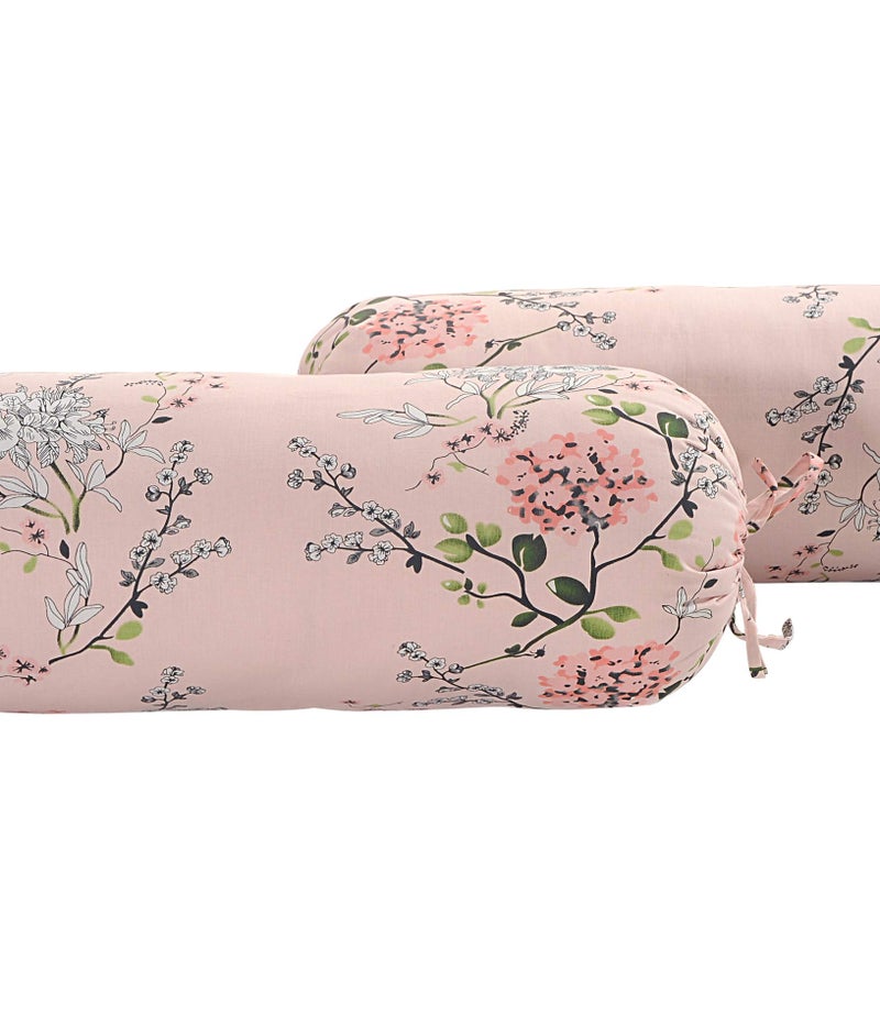 Swayam Diwan Set Cotton 6 Piece Diwan Printed Bedsheet Set for Living Room Hall (Set of 6 Piece, 1 Diwan Sheet | 2-Bolster Cover | 3 Cushion Covers) Soft Feel, Floral Pink & Grey - Image 4