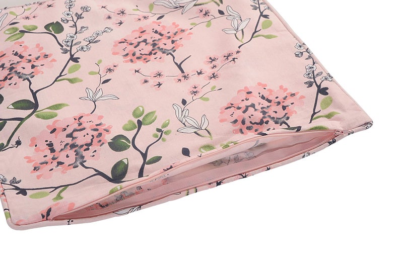 Swayam Diwan Set Cotton 6 Piece Diwan Printed Bedsheet Set for Living Room Hall (Set of 6 Piece, 1 Diwan Sheet | 2-Bolster Cover | 3 Cushion Covers) Soft Feel, Floral Pink & Grey - Image 5