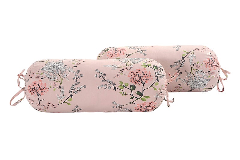 Swayam Diwan Set Cotton 6 Piece Diwan Printed Bedsheet Set for Living Room Hall (Set of 6 Piece, 1 Diwan Sheet | 2-Bolster Cover | 3 Cushion Covers) Soft Feel, Floral Pink & Grey - Image 3