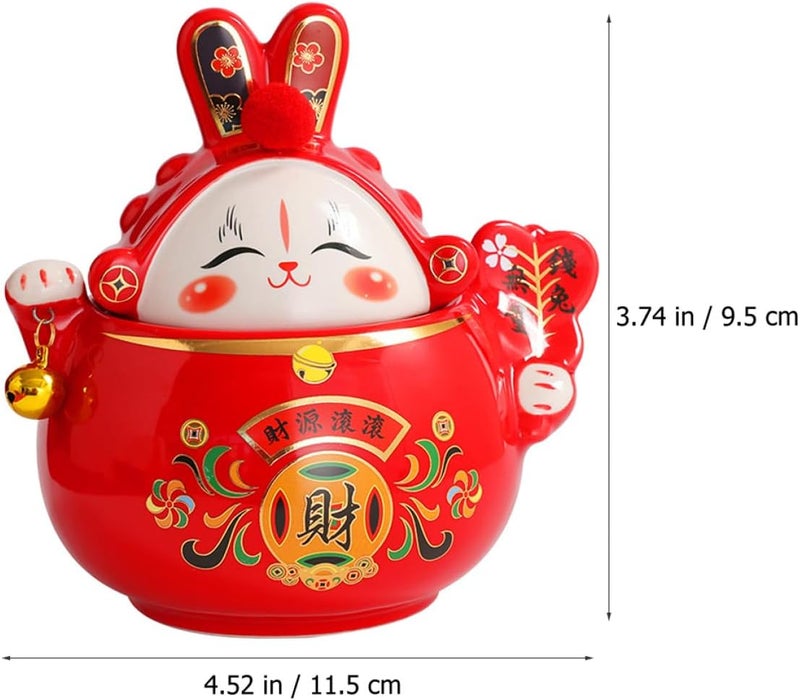 Ceramic Tea Jar Red Rabbit Small Sealed Multi-function Storage Canister Antique Style Home Tea Accessory and Coffee Beans - Image 2