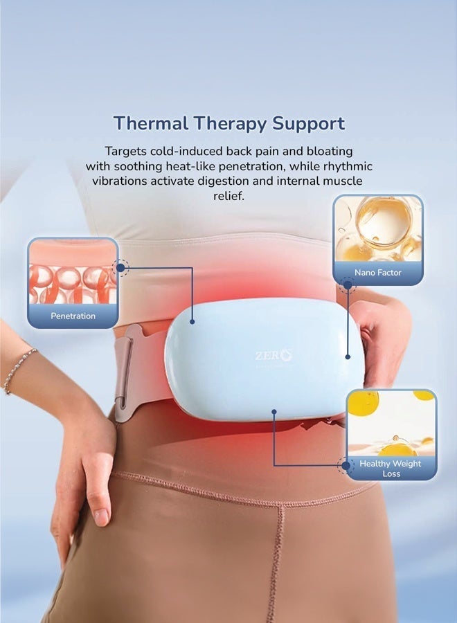 زيرو_بيوند_ويلنيس عنوان المنتج حزام التدليك الحراري Baelibelt من Zero Healthcare لتخفيف آلام البطن والظهر – جهاز تدليك كهربائي محمول مع حرارة، 6 أوضاع تدليك، قابل لإعادة الشحن – للاستخدام في المنزل والمكتب في الإمارات - Image 3