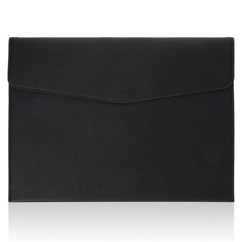 SynHHergyx PU Leather A4 File Document Holder, A4 File Folder Waterproof Portfolio Envelope Folder Case with Snap Button Closure for Letter Size, Travel, Resume, Black - Image 1
