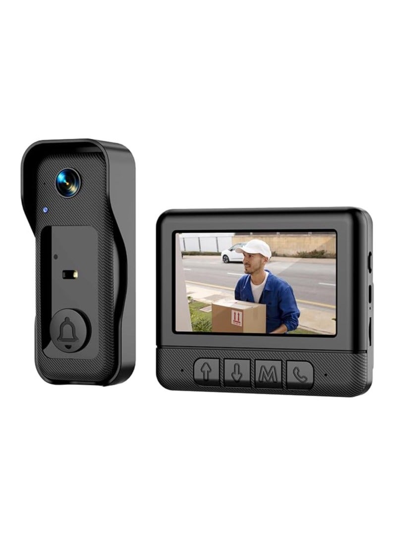 بلو فاير جرس باب فيديو لاسلكي مع شاشة 4.3 بوصة | كاميرا 4K عالية الدقة، رؤية بزاوية 130 درجة، رؤية ليلية وصوت ثنائي الاتجاه | مقاوم للماء IP68، لا يحتاج لتطبيق، تخزين محلي | لأمان المنزل، الفيلا، الشقة والمكتب - Image 1