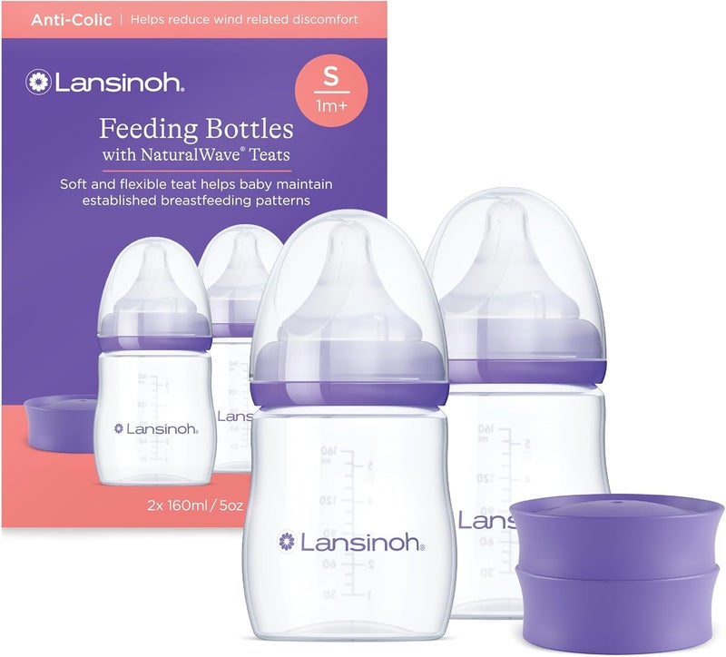 Lansinoh زجاجة Lansinoh المضادة للمغص للأطفال - عبوة 2 بسعة 160 مل مع حلمات NaturalWave® - Image 1