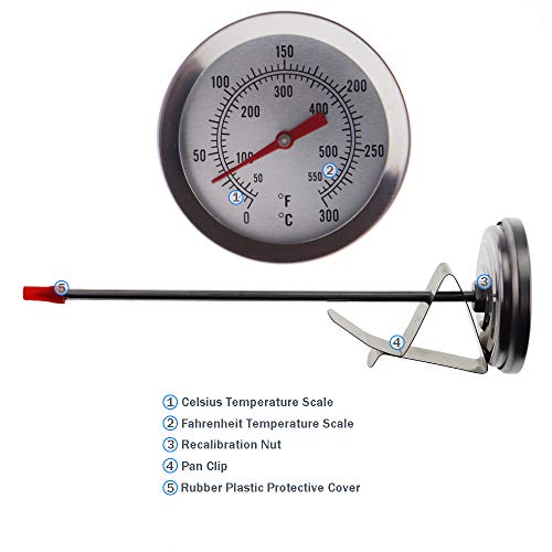 Thermometer World Oil Thermometer Deep Fryer Thermometer with Clip - 145 mm Stainless Steel Deep Fry Thermometer for Frying Oil – Ideal for Temperature of Hot Oil Cooking Liquids Candy - Image 2