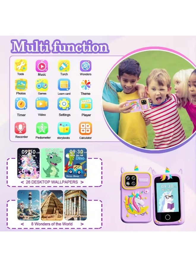 أسيف مناسبة للأطفال من 3-10 سنوات من العمر والفتيات والفتيان مع الهواتف الذكية ولعب اطفال لعب الاطفال مع كاميرا مزدوجة لعبة تعليمية تعلم الألغاز MP3 مشغل موسيقى للأطفال هدايا عيد ميلاد للبنات والأولاد / عيد ميلاد يونيكورن هدايا للأطفال اللعب 3 4 5 6 7 8 سنوات ( 8GB بطاقة الذاكرة الرقمية المؤمنة ) - Image 2
