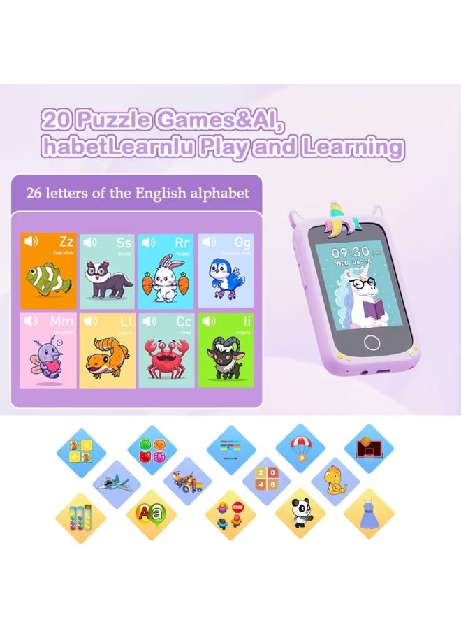 أسيف مناسبة للأطفال من 3-10 سنوات من العمر والفتيات والفتيان مع الهواتف الذكية ولعب اطفال لعب الاطفال مع كاميرا مزدوجة لعبة تعليمية تعلم الألغاز MP3 مشغل موسيقى للأطفال هدايا عيد ميلاد للبنات والأولاد / عيد ميلاد يونيكورن هدايا للأطفال اللعب 3 4 5 6 7 8 سنوات ( 8GB بطاقة الذاكرة الرقمية المؤمنة ) - Image 4