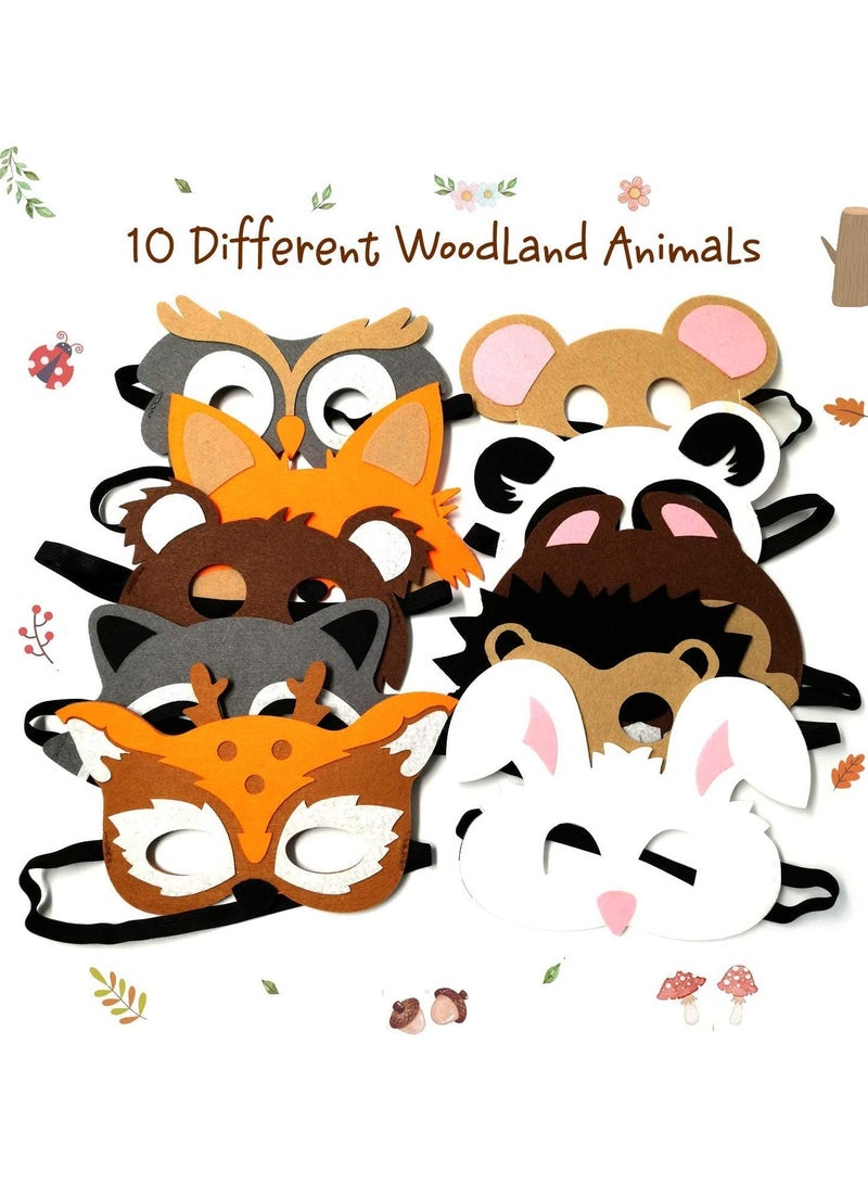 Mr. Penda 10 Pcs Forest-Friends Animals Felt Masks, Woodland Creatures Animal Cosplay, Zoo Camping Themed Party Favors Supplies for Boys or Girls - Image 3
