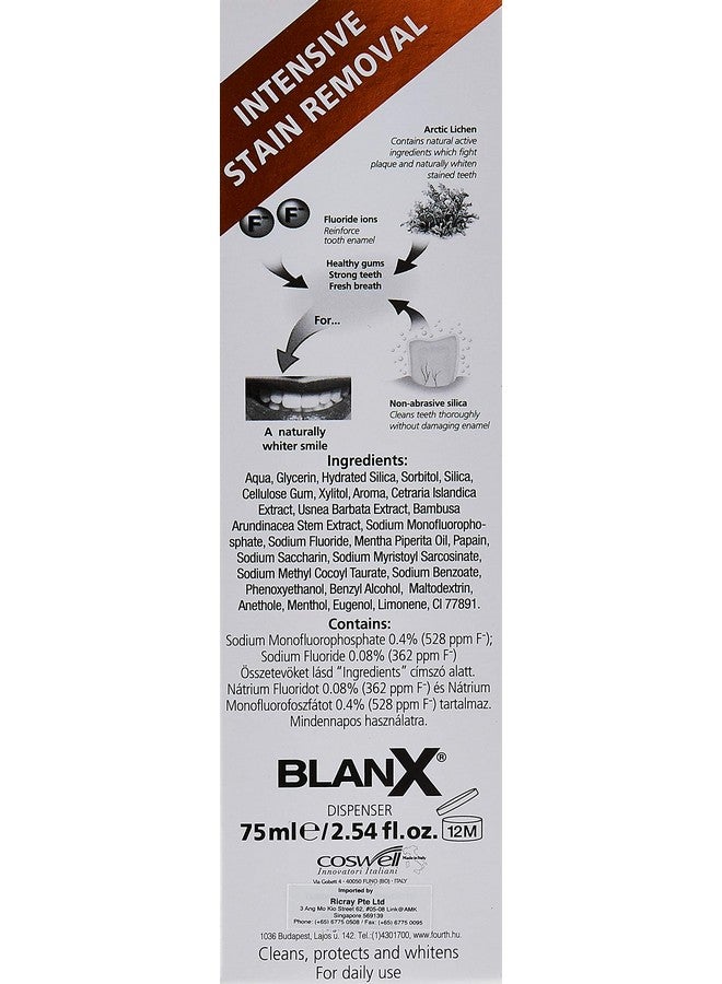 Blanx Toothpaste Intensive Stain Removal 2.5 oz / 75ml - Image 3