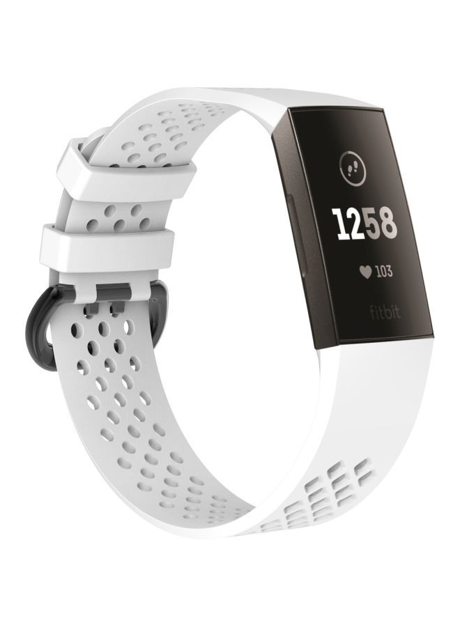 NIBEMINENT Adjustable Sport Wrist Strap For Fitbit Charge 3 White  - Image 2
