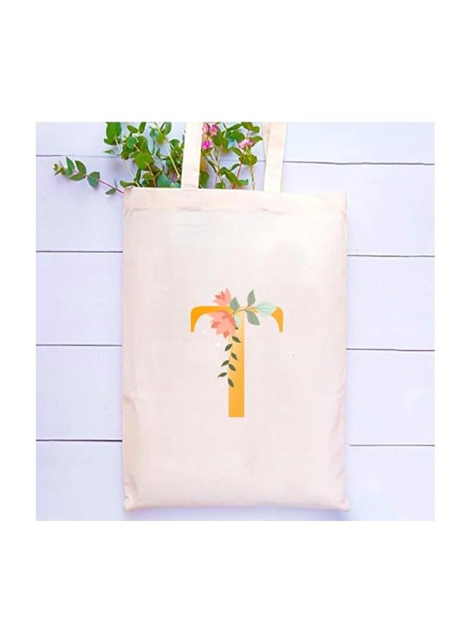 PRINTSHOP4ME Initial Letters Printed Canvas Cotton Tote Bag For Women-Party Gift Idea And Cotton Gift Bag,Reusable Bag - Image 2