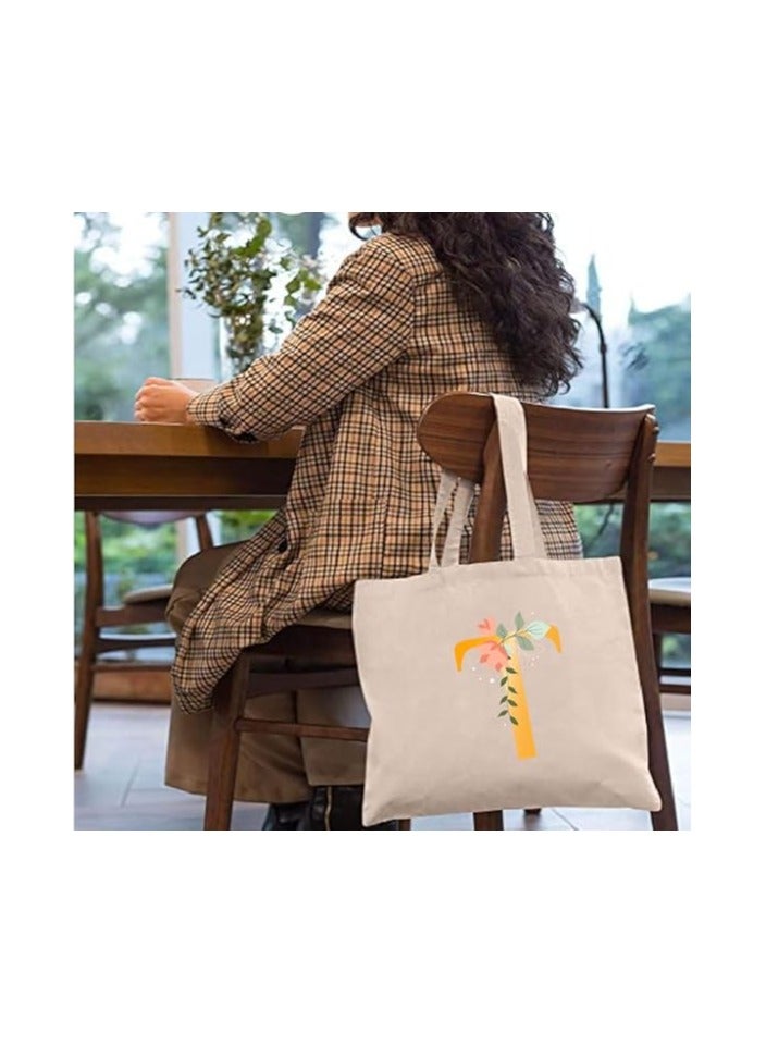 PRINTSHOP4ME Initial Letters Printed Canvas Cotton Tote Bag For Women-Party Gift Idea And Cotton Gift Bag,Reusable Bag - Image 3