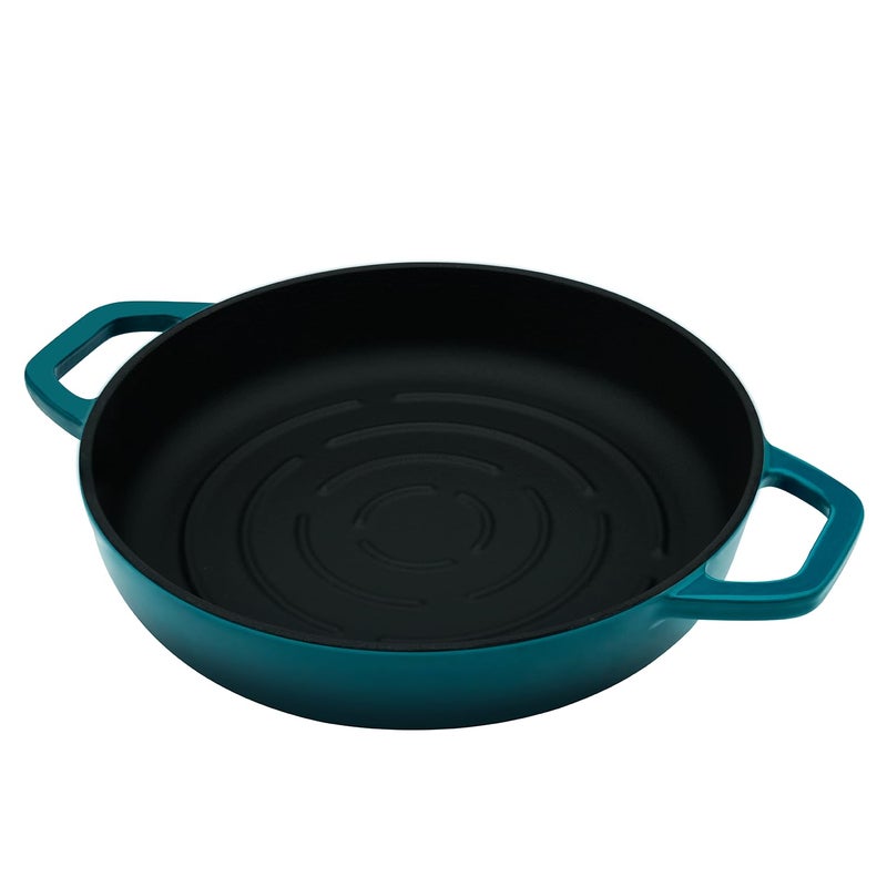 Flavehc Bread Oven Cast Iron Bread Dutch Oven with Cloche Lid for Bread Baking Darkcyan Enameled Cast Iron Bread Oven with Dome Lid for Sourdough, 9.8 Inches - Image 4