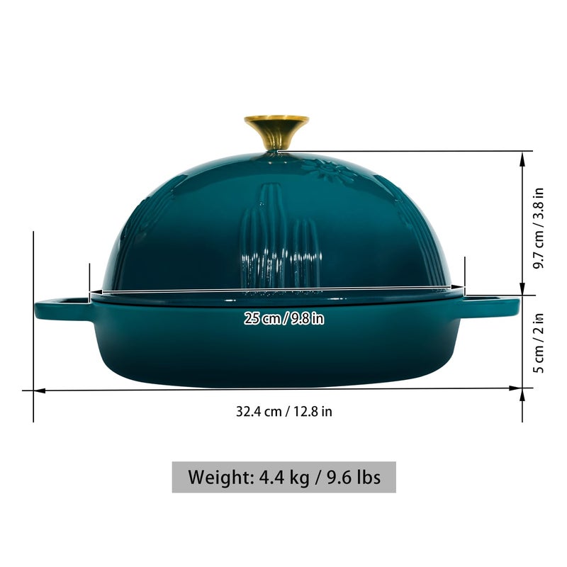 Flavehc Bread Oven Cast Iron Bread Dutch Oven with Cloche Lid for Bread Baking Darkcyan Enameled Cast Iron Bread Oven with Dome Lid for Sourdough, 9.8 Inches - Image 5