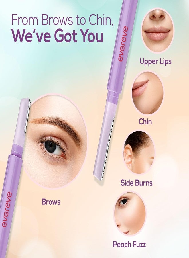 Evereve Face & Eyebrow Razor for Women, Pack of 3, Dual-Blade Head for Shaving with Precision & Coverage, German Steel Blades, Instant Painless Hair Removal, For All Skin Types, Dermaplaning Tool - Image 3