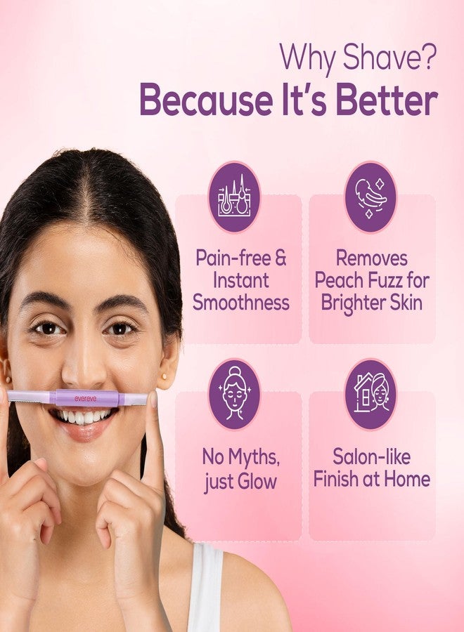 Evereve Face & Eyebrow Razor for Women, Pack of 3, Dual-Blade Head for Shaving with Precision & Coverage, German Steel Blades, Instant Painless Hair Removal, For All Skin Types, Dermaplaning Tool - Image 5