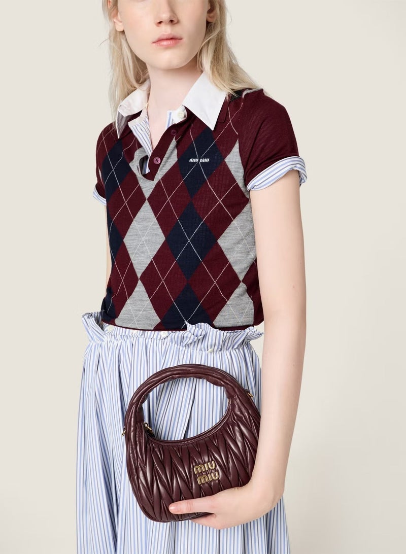 مياو مياو MIU المتجول Matelassé Nappa الجلد Hobo حقيبة, النساء Tote حقيبة, النساء Cross-الجسم حقيبة, النساء حقيبة اليد, النساء حقيبة الكتف, النساء حقيبة السفر, بورغوندي - Image 3