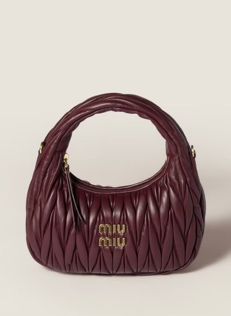 مياو مياو MIU المتجول Matelassé Nappa الجلد Hobo حقيبة, النساء Tote حقيبة, النساء Cross-الجسم حقيبة, النساء حقيبة اليد, النساء حقيبة الكتف, النساء حقيبة السفر, بورغوندي - Image 1