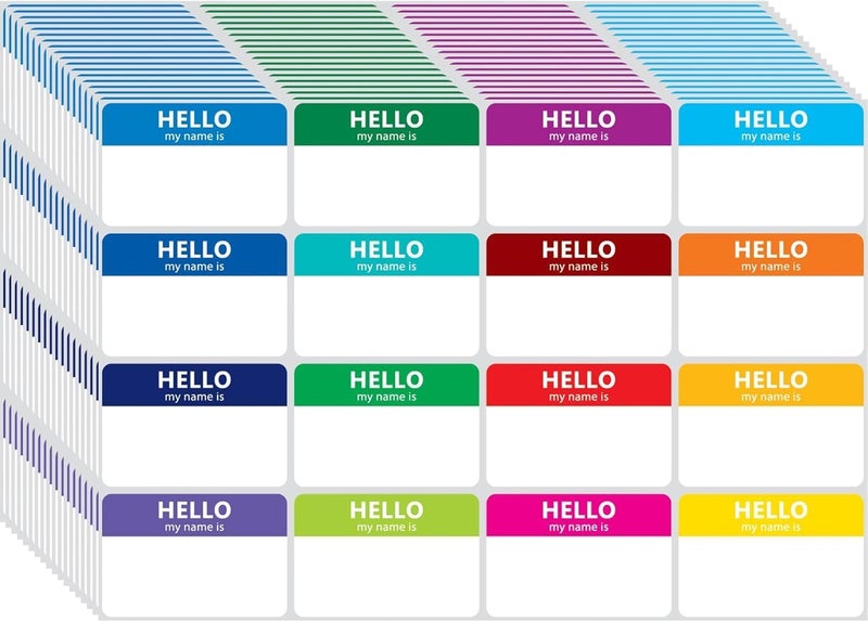 Kelenate 96 Pcs Name Tags Colorful Sticker-16 Colors (3"x2") Hello My Name is Peel & Stick Identification Badges for School, Office, Conferences & Family Parties. - Image 1