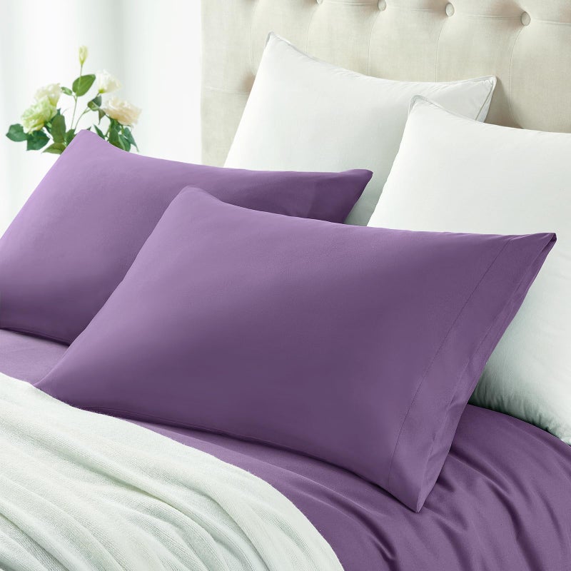 MILVOWOC 2Pcs Brushed Microfiber Standard Pillowcases - 20 x 26 Inch  Purple Pillow Case Set Non Slip Envelope Pillow Cover with Moisture Absorption and Anti-Wrinkle - Image 3
