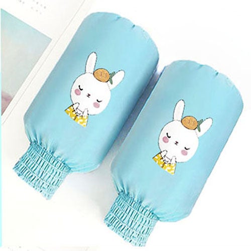 Waterproof Oil-resistant Long Sleeve Covers Unisex Kitchen Use Wear-resistant Dirty-proof Cartoon Design for Men And Women Lukou waterproof [blue] short 