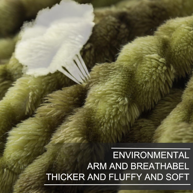 Richave Fleece Throw Blanket Premium Lightweight Anti-Static 50x60 Inches Travel Size 3D Clouds Stylish Jacquard Throw Blanket for Winter  Tie-dye Olive Green - Image 2