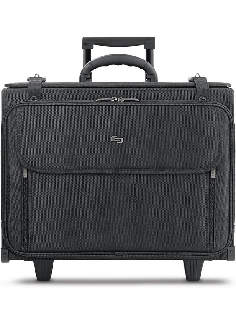 Solo Solo New York Rolling Catalog Case with Wheels  Roller Laptop Bag Wheeled Briefcase for Women  Men Carry On Size for Travel Litigation Bag for Lawyers Fits 173 Computer  Morgan Black  - Image 1
