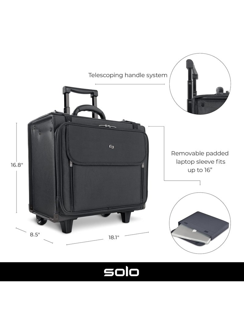 Solo Solo New York Rolling Catalog Case with Wheels  Roller Laptop Bag Wheeled Briefcase for Women  Men Carry On Size for Travel Litigation Bag for Lawyers Fits 173 Computer  Morgan Black  - Image 2