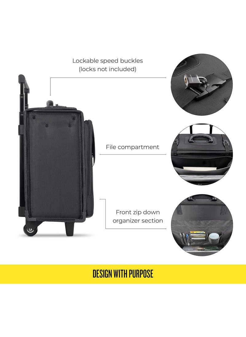 Solo Solo New York Rolling Catalog Case with Wheels  Roller Laptop Bag Wheeled Briefcase for Women  Men Carry On Size for Travel Litigation Bag for Lawyers Fits 173 Computer  Morgan Black  - Image 3