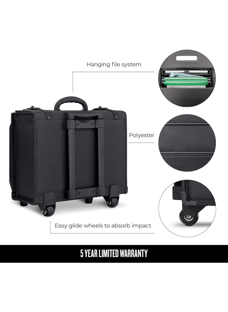 Solo Solo New York Rolling Catalog Case with Wheels  Roller Laptop Bag Wheeled Briefcase for Women  Men Carry On Size for Travel Litigation Bag for Lawyers Fits 173 Computer  Morgan Black  - Image 4