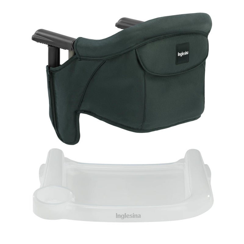 Inglesina Fast Table Chair - Dark Green + Fast Dining Tray - Portable Baby High Chair - for Babies & Toddlers up to 37 lbs -Fits Tables 0.8'' to 3.5'' Thick -Compact & Easy to Use -Travel Bag Included - Image 1