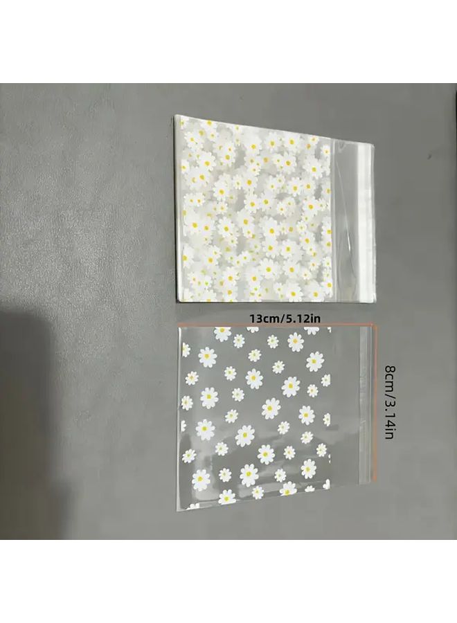 50pcs Self Adhesive Transparent Daisy Print Gift Bags For Jewelry Small Gifts - Image 3