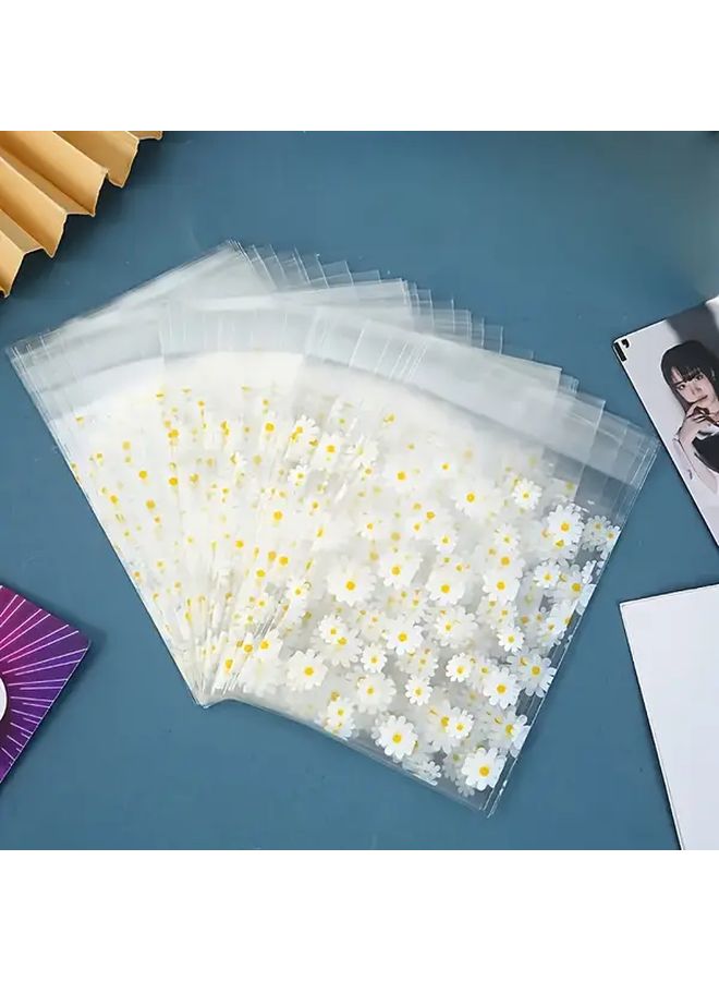 50pcs Self Adhesive Transparent Daisy Print Gift Bags For Jewelry Small Gifts - Image 4