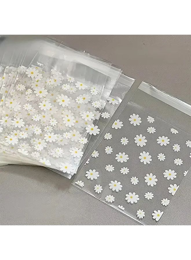 50pcs Self Adhesive Transparent Daisy Print Gift Bags For Jewelry Small Gifts - Image 2