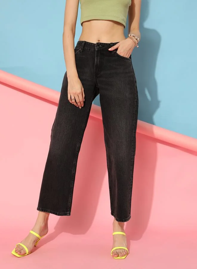 STREET 9 STREET 9 Women Black Boyfriend Fit Cropped Jeans