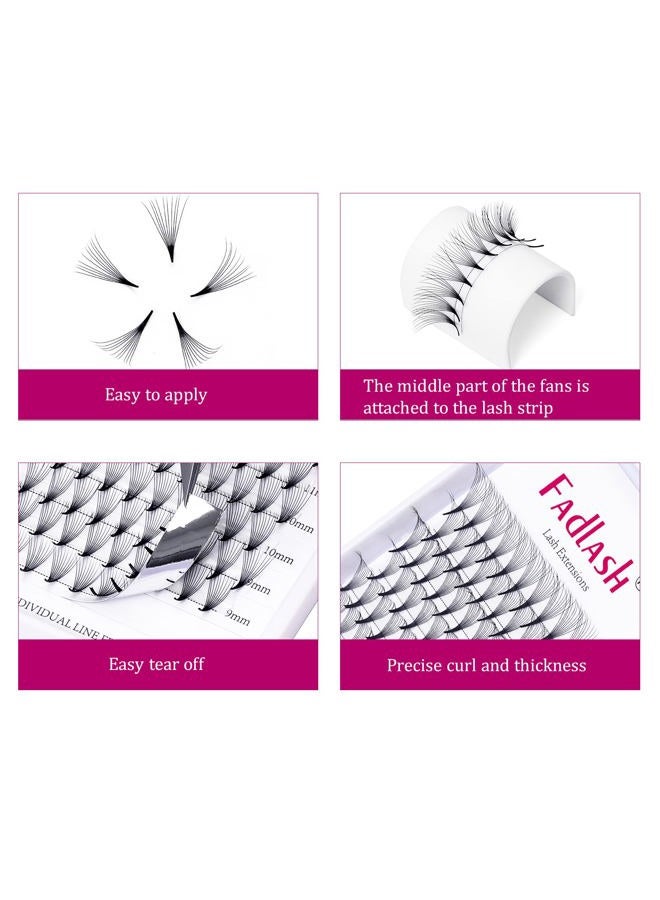 FADLASH Lash Extension 10D 0.07 Premade Fans Eyelash Extensions D Curl Mix Tray Volume Short Stem (10D-0.07-D, 8-14mm Mix) - Image 4