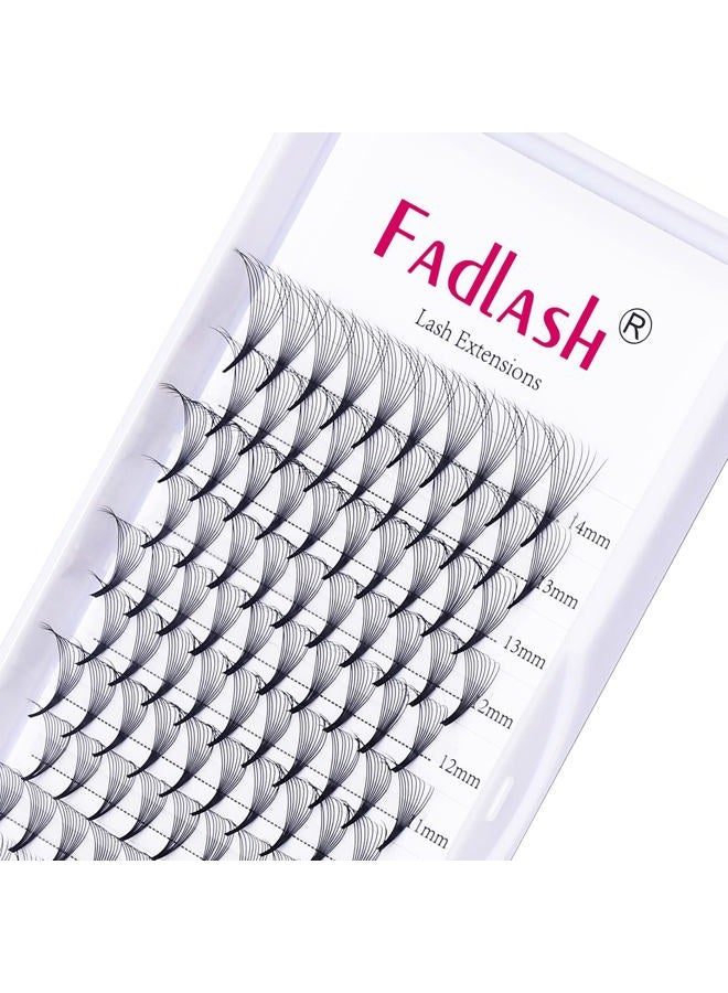 FADLASH Lash Extension 10D 0.07 Premade Fans Eyelash Extensions D Curl Mix Tray Volume Short Stem (10D-0.07-D, 8-14mm Mix) - Image 1